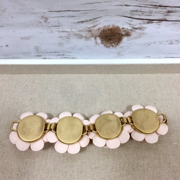 J Crew Pale Pink Rose Flower  Statement Bracelet - Picture 9 of 12